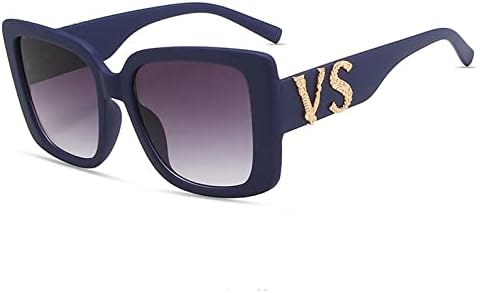 

Солнцезащитные очки в большой оправе с буквами VS для женщин и мужчин, в стиле ретро, ​​женские, с защитой от УФ-излучения UV400, большие солнцезащитные очки MTZJH, Blue