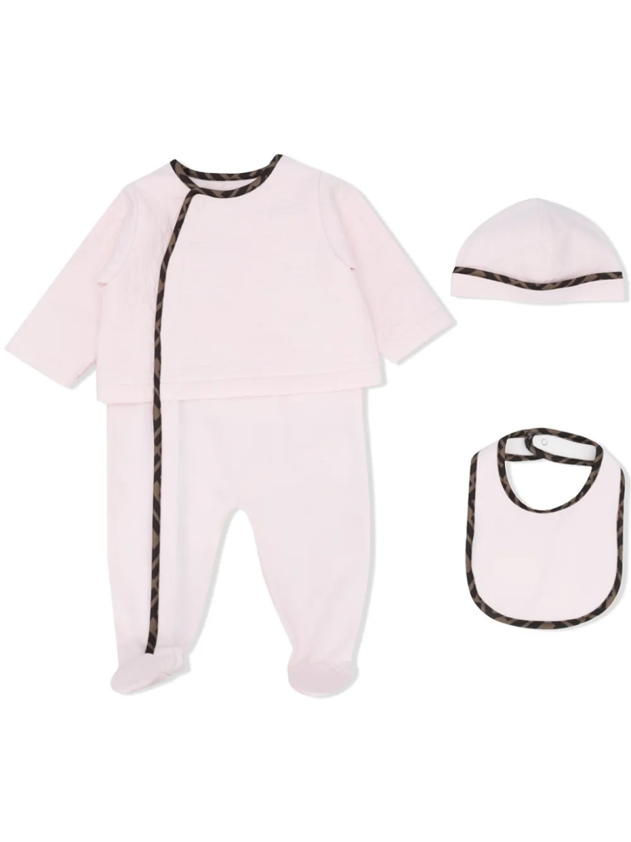 

Комплект из комбинезона, шапки и нагрудника Fendi Kids, розовый