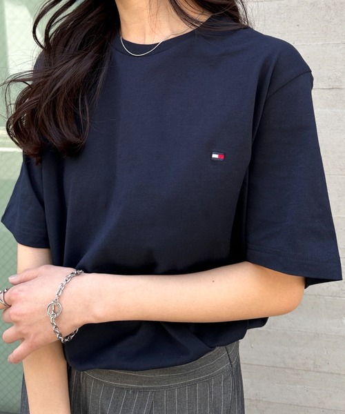 

Футболка с коротким рукавом, с вышитым логотипом, темно-синяя TOMMY HILFIGER