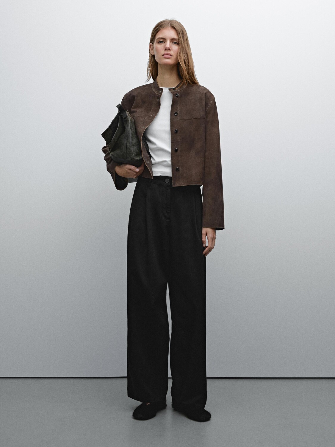 

Брюки из струящейся хлопковой смеси Massimo Dutti, черный