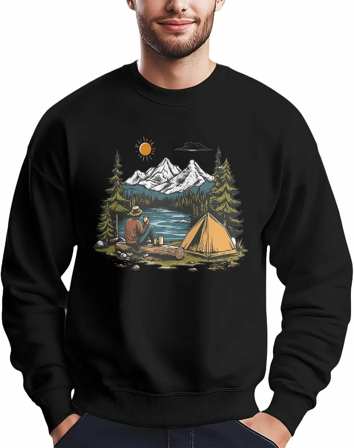 

Мужской свитшот с принтом "Лес, снег, горы, озеро" Winvebermior