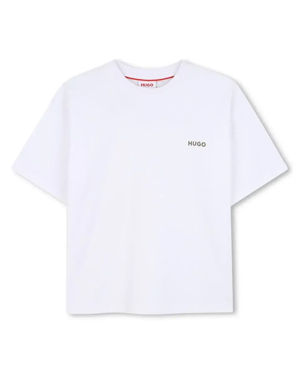 

Детская хлопковая футболка Hugo, белый