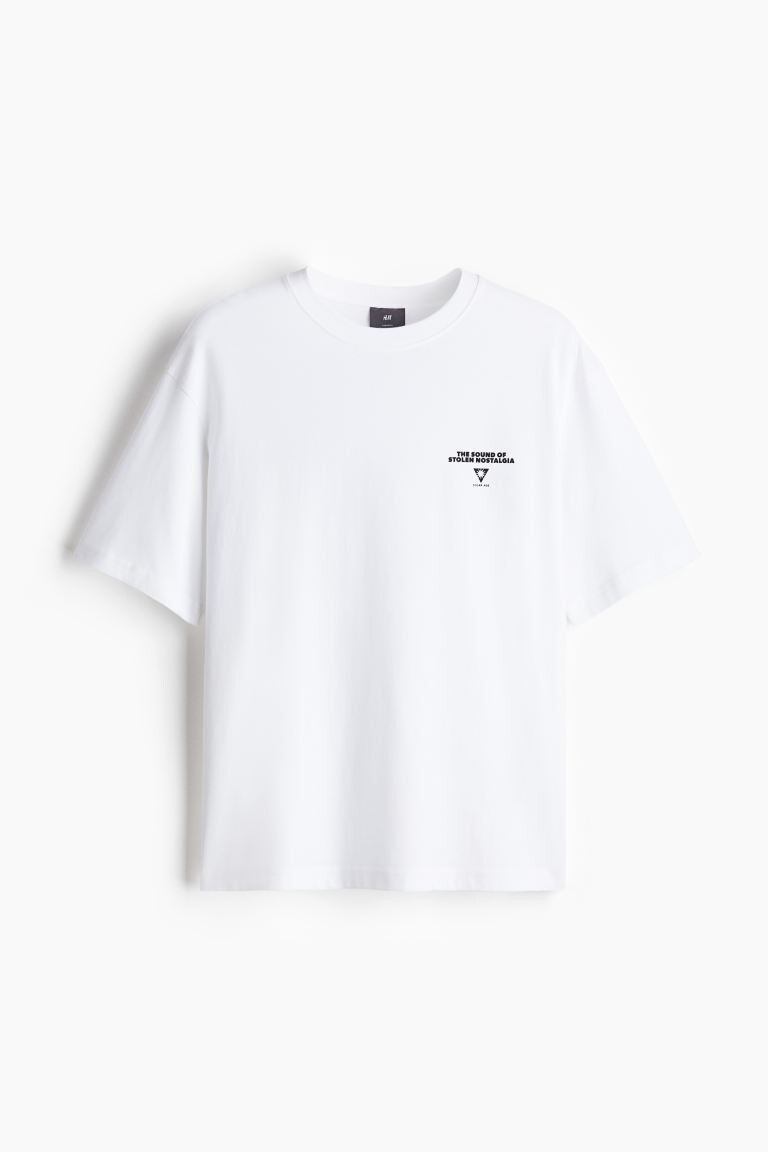 

Футболка с принтом свободного кроя H&M, белый