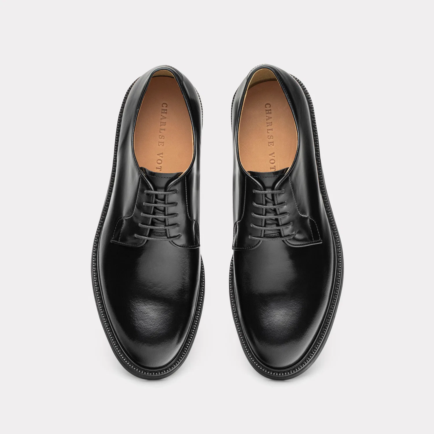 Мужские чёрные дерби Plain Toe от Charlse Votum — фото 2