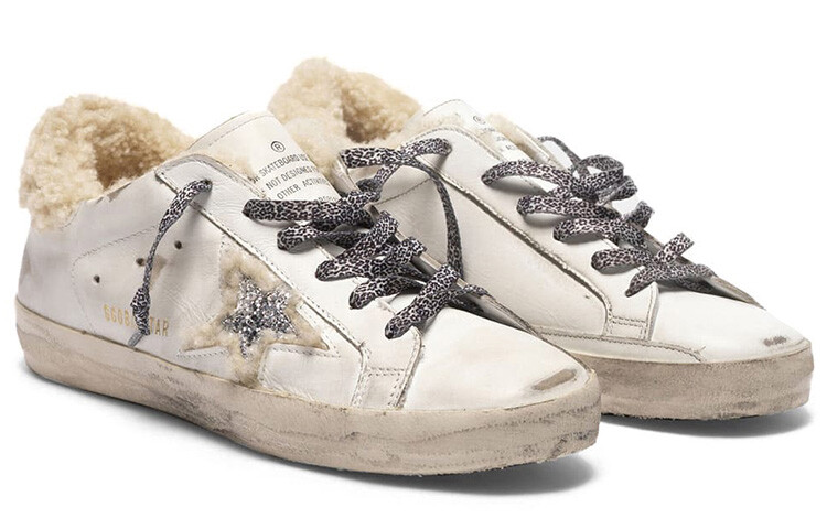 Кроссовки для скейтбординга Super-Star женские, низкие, бежевые Golden Goose — фото 3
