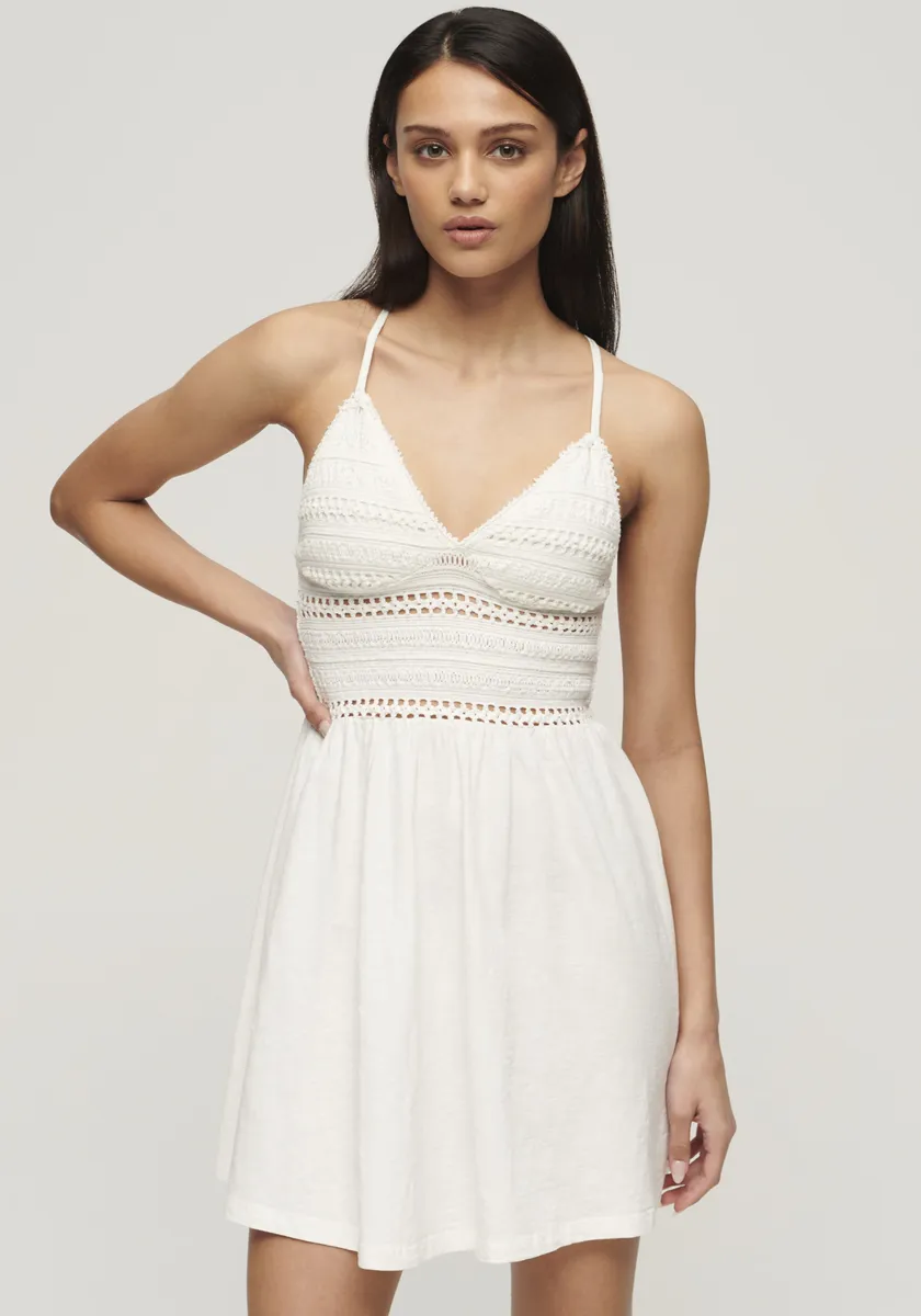 

Трикотажное платье Superdry "JERSEY LACE MINI DRESS", кремовый
