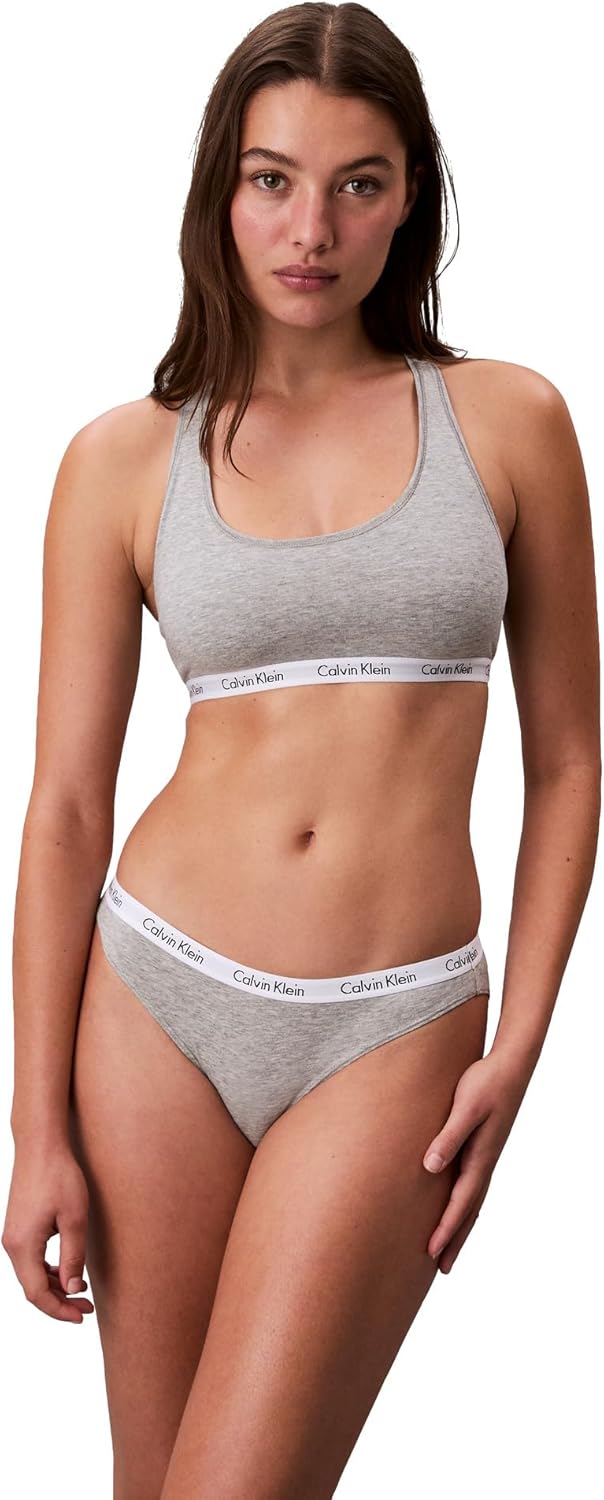Женские трусики-бикини Calvin Klein Carousel Logo из хлопка и стретч-хлопка, 5 шт., Black/Cedar/Grey Heather/Nymphs Thigh/Heart Striped Black — фото 3