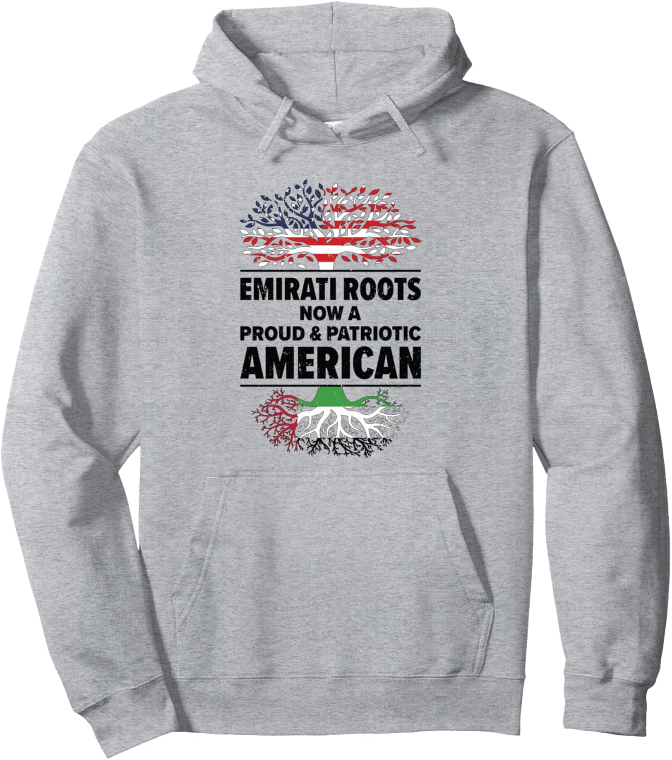 

Толстовка с изображением флага Объединенных Арабских Эмиратов Emirati Roots Now A Proud Patriotic American, серый