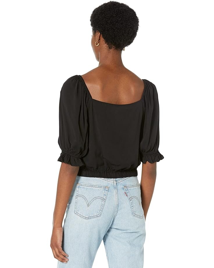 

Топ 1.STATE Short Sleeve Square Neck Crop Top, цвет Rich Black