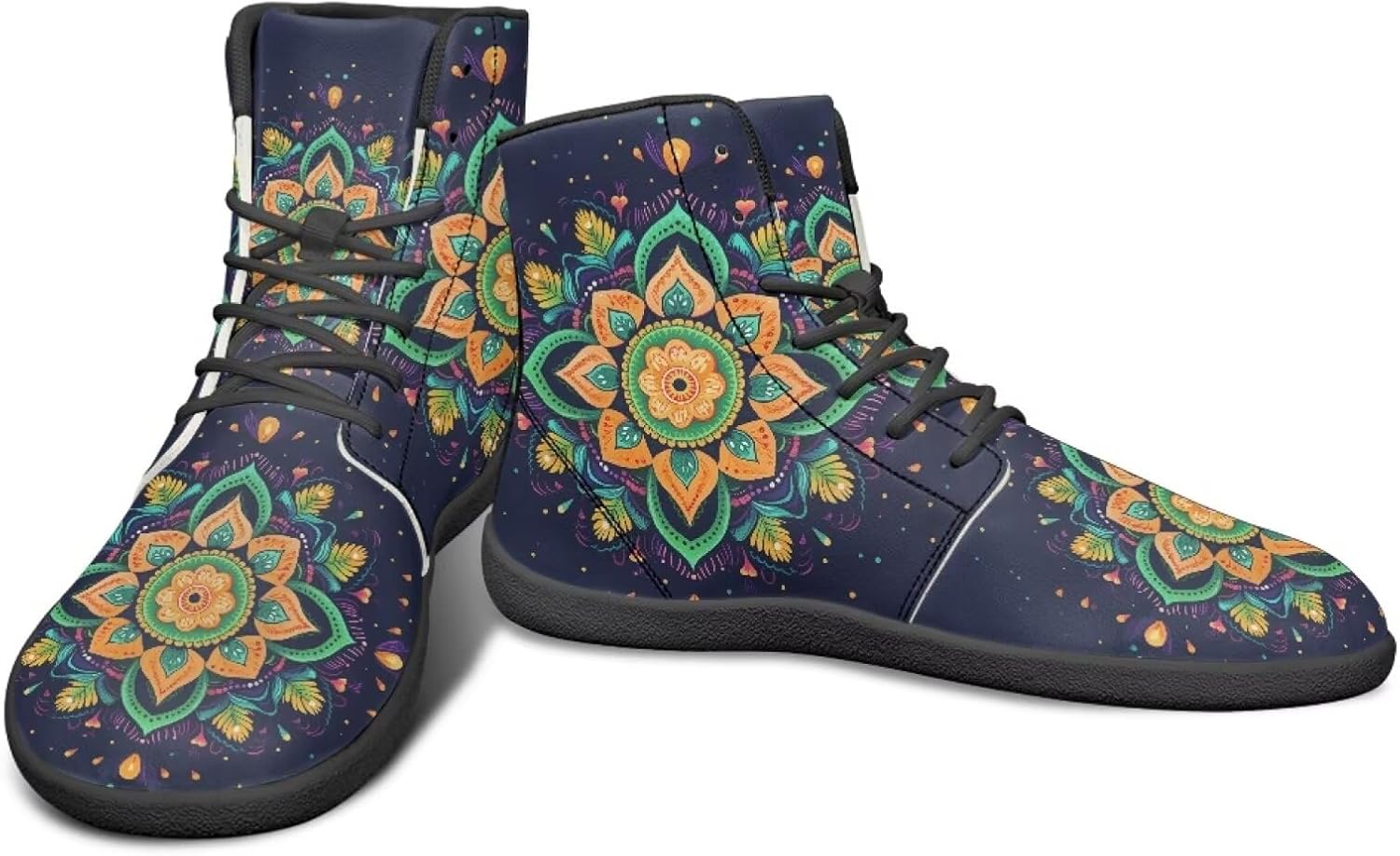 

Высокие кроссовки с цветочным узором и нулевым перепадом для мужчин и женщин, легкие минималистичные обувь для бега и походов Watdotory, Colourful Mandala Flower Print