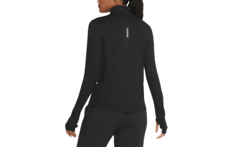(WMNS) Nike Element Half Zipper Casual Sports Running Black Gym Clothes — фото 2
