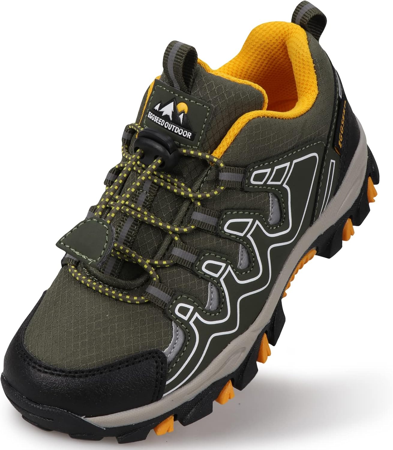 

Кроссовки для мальчиков и девочек UOVO, детская обувь для походов, бега и ходьбы на улице, теннисная обувь, водонепроницаемые, противоскользящие, модные кроссовки (младшие/старшие дети), желтый/хаки