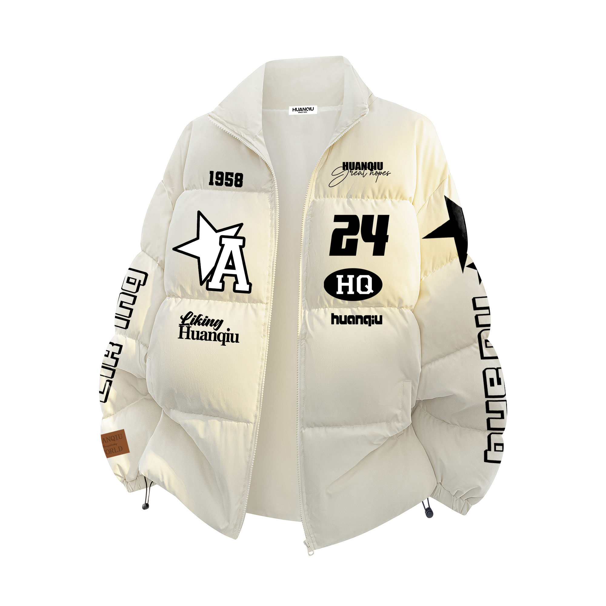 

Пуховик Unisex Stand Collar Fleece lined Padded Puffer Jacket HUANQIU, бежевый