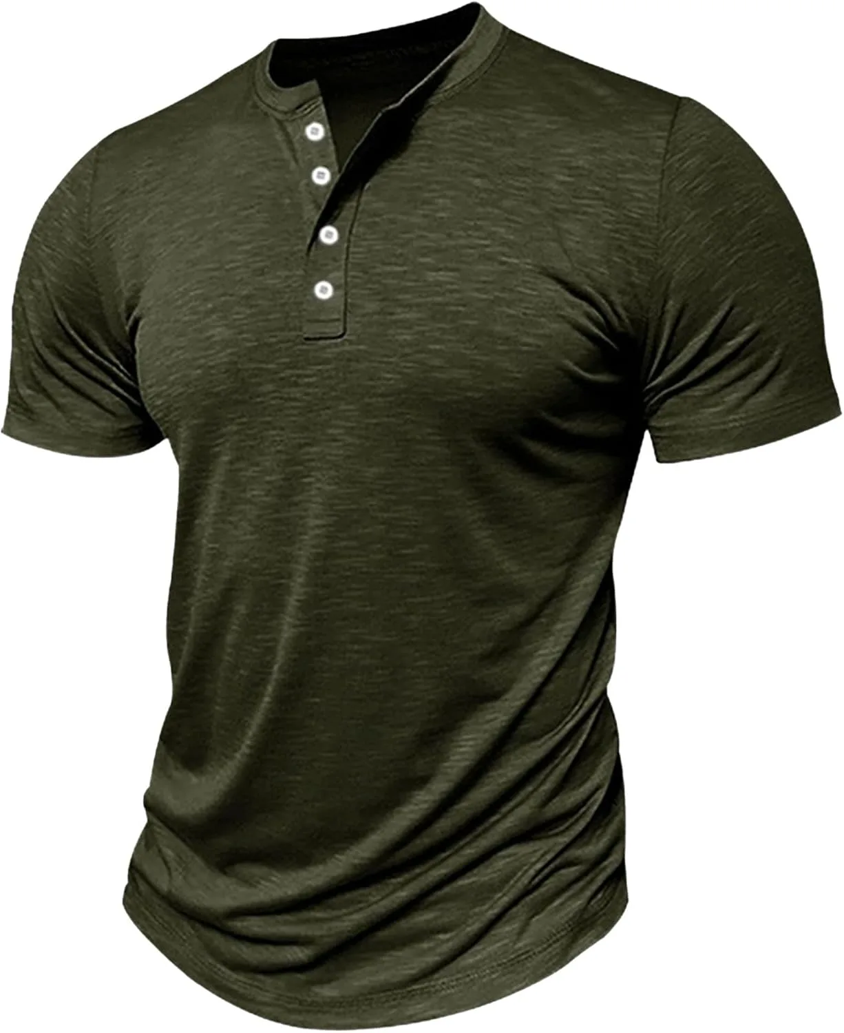 

Мужская базовая футболка хенли из хлопка, без воротника, эластичная, slim fit, с коротким рукавом и пуговицами Gsywaipei