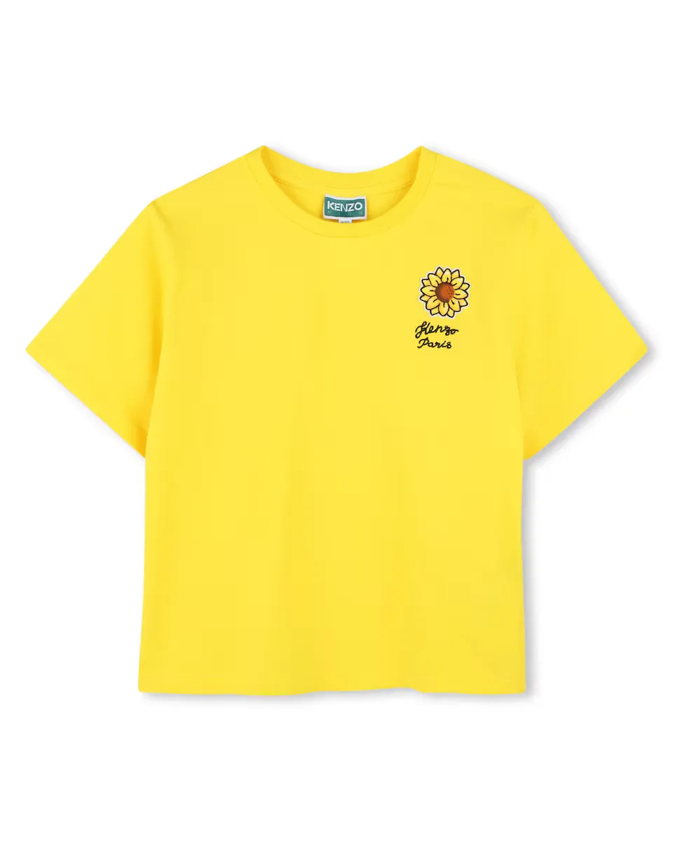 

Футболка для девочки 100% хлопок с коротким рукавом Kenzo Kids, жёлтый