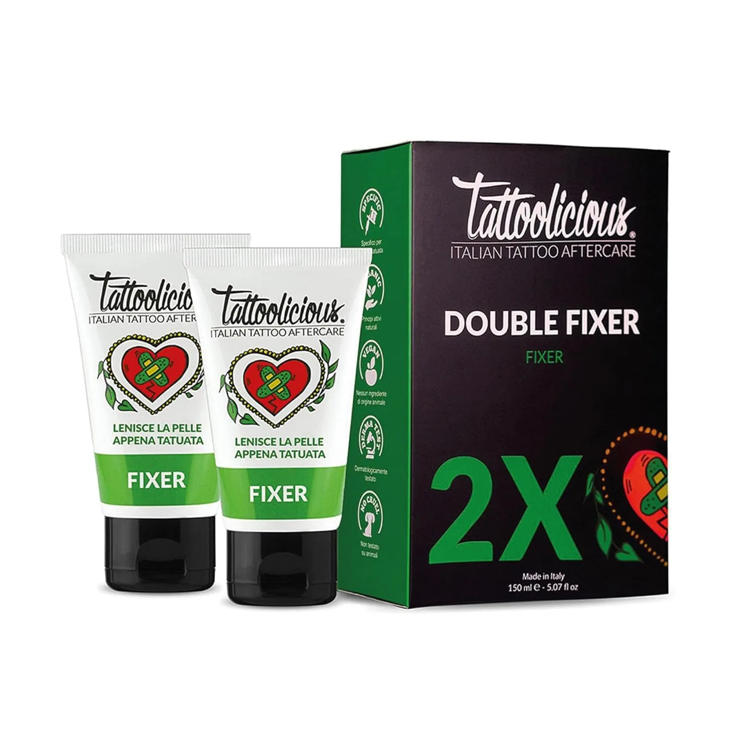 Успокаивающий крем DOUBLE FIXER для новой татуировки, 150 мл (2 тюбика по 75 мл) Tattoolicious