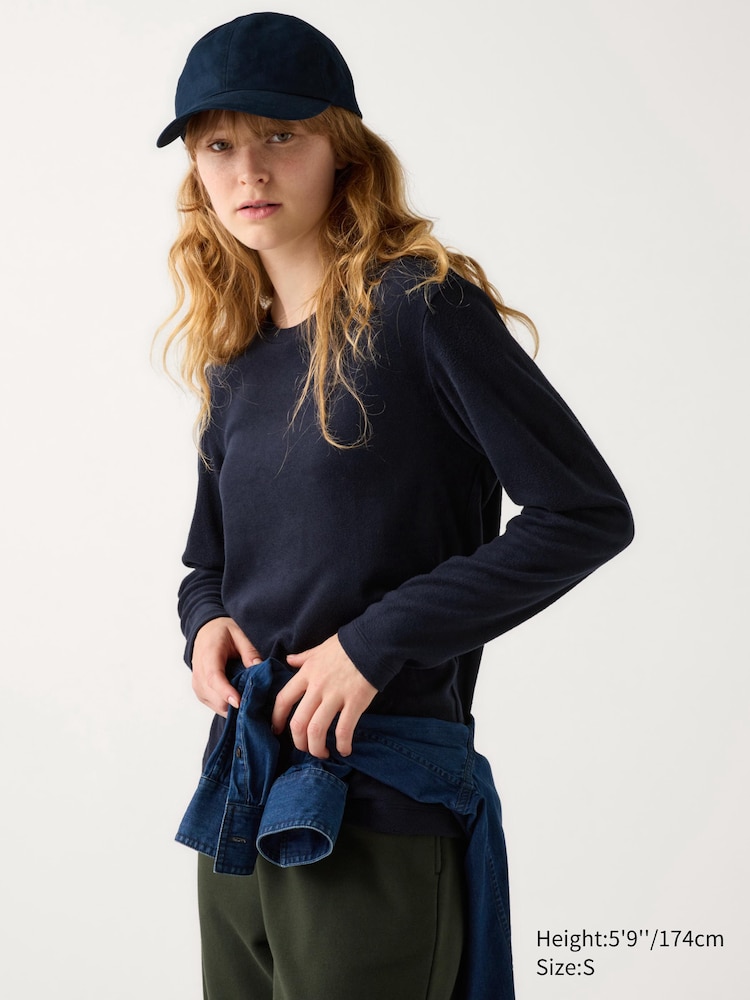 

Лонгслив из флиса heattech Uniqlo, синий
