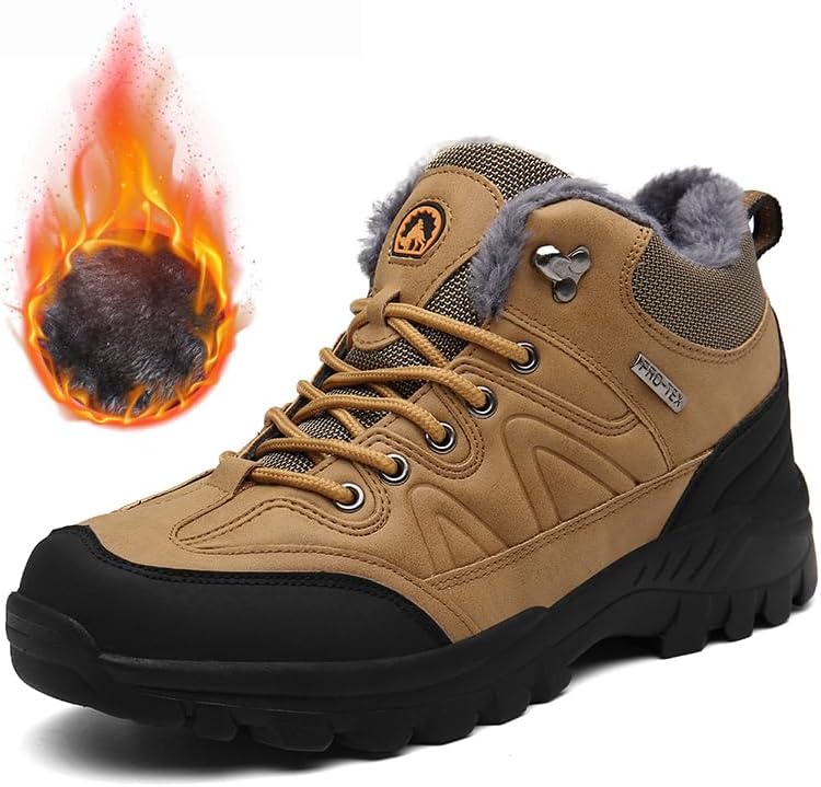 

Мужские походные зимние ботинки Asifn, утепленные хлопковые сапоги, нескользящие, легкие кроссовки, водонепроницаемые с меховой подкладкой, коричневый