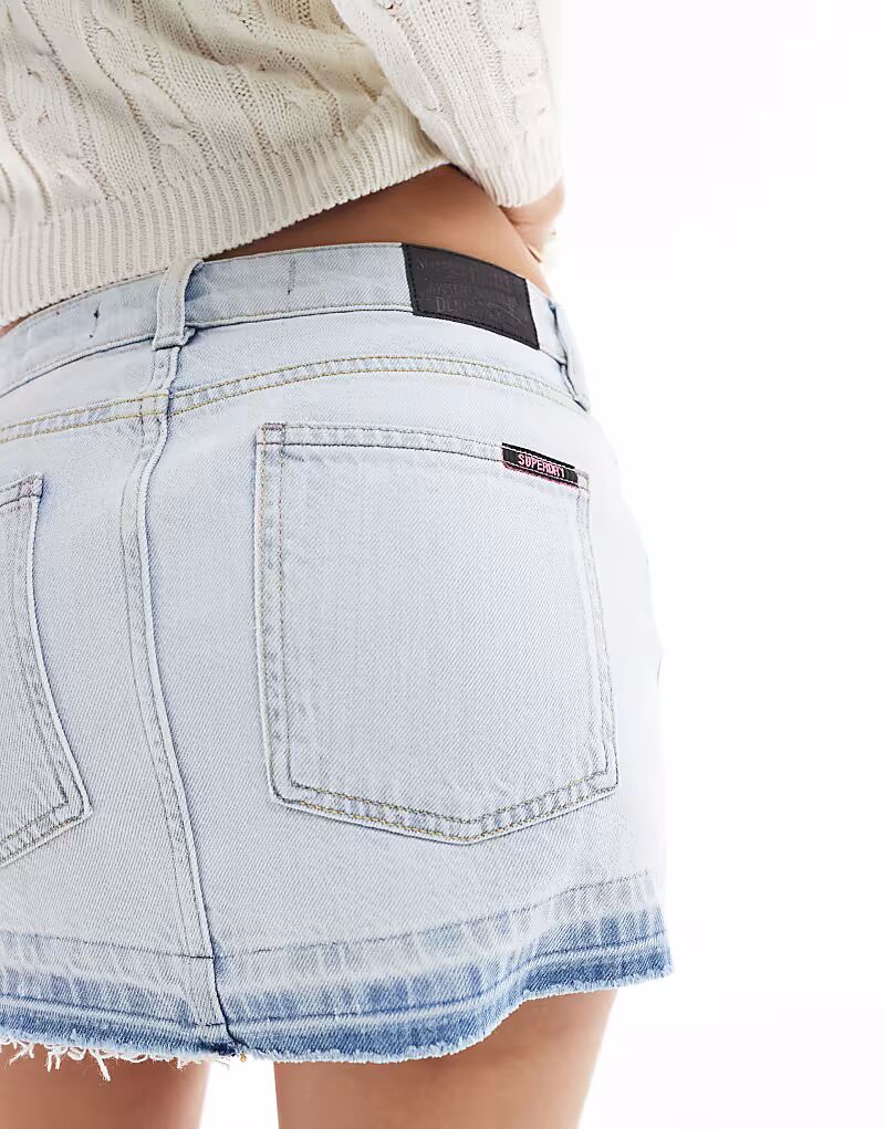 Мини-юбка Superdry Denim нежно-голубого цвета — фото 3