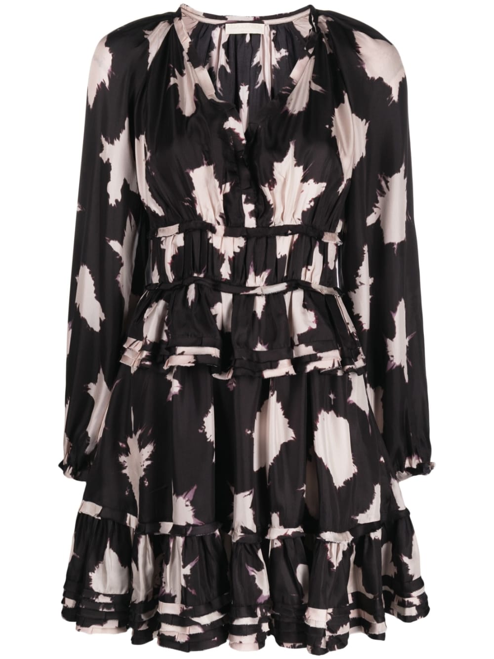 

Ulla Johnson Женское мини-платье Emery Tie Dye с оборками Noir Blur, мультиколор