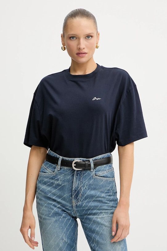 

Хлопковая футболка Boss Orange, темно-синий