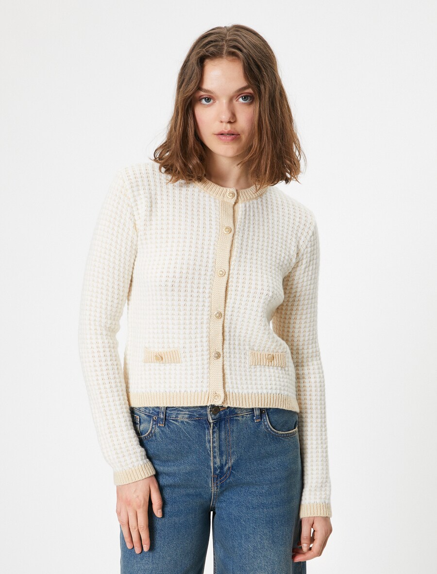 

Вязаный кардиган Koton Knit Cardigan, белый