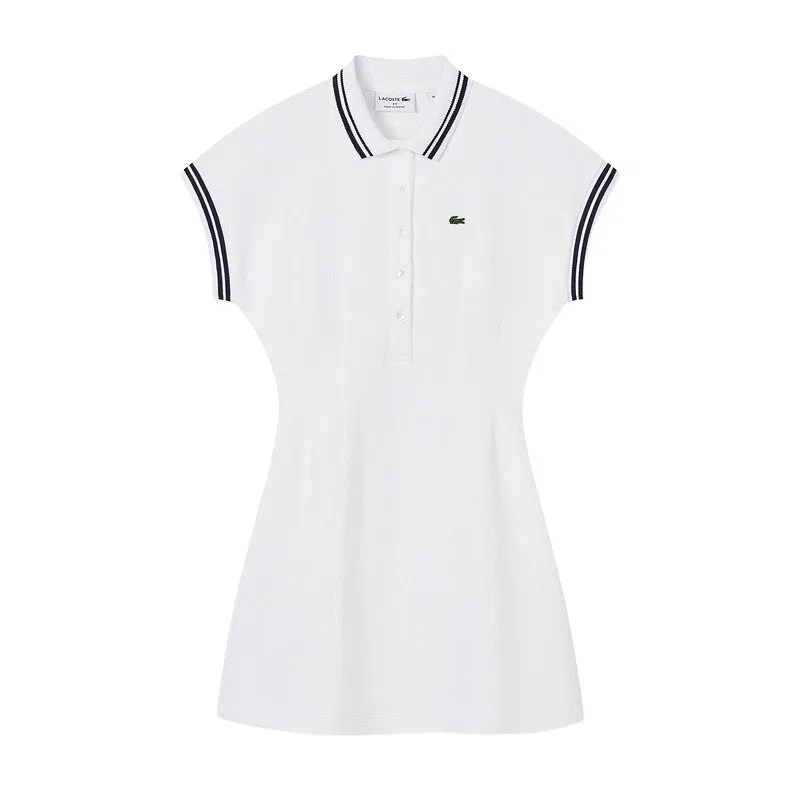 Женское платье LACOSTE SS26, с коротким рукавом, бело-синие полоски