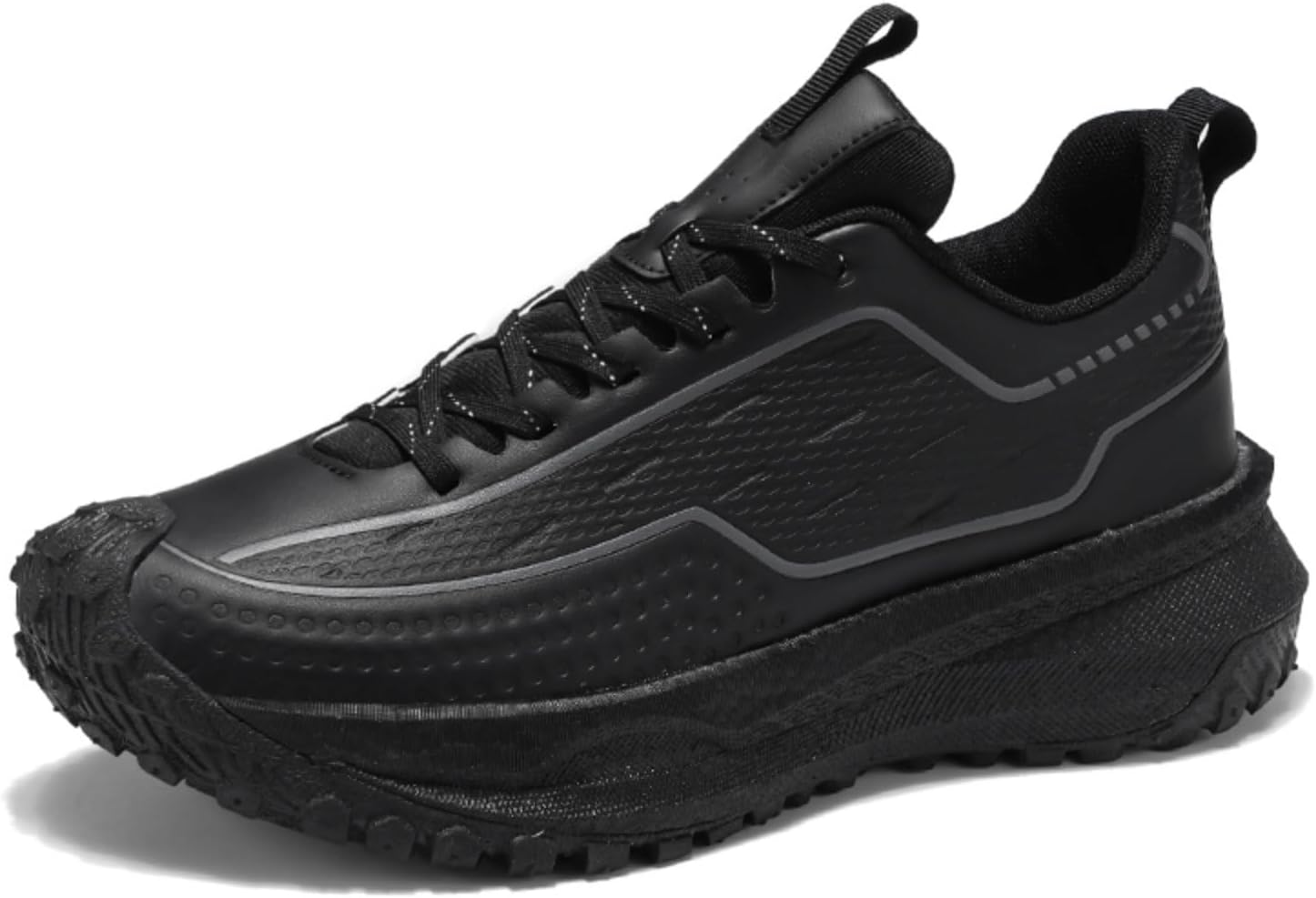 

Мужские кроссовки на шнуровке для улицы с усиленным носком и противоскользящей подошвой, идеально подходящие для ежедневной носки, легких тренировок и повседневной активности Lshwcift, черный