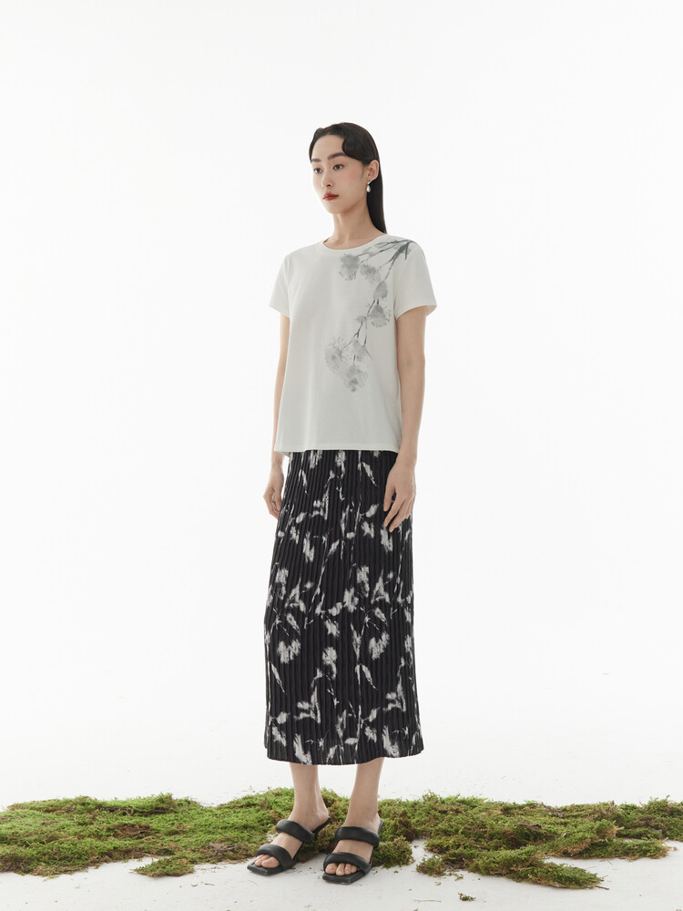 

Прямая юбка Mai Meng с цветочным принтом, черный