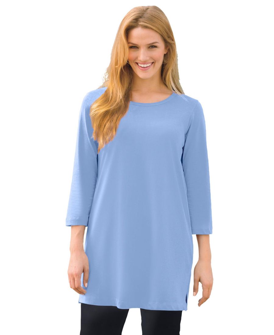 

Женская туника Within Perfect с рукавами три четверти и вырезом-лодочкой Woman Within, French blue