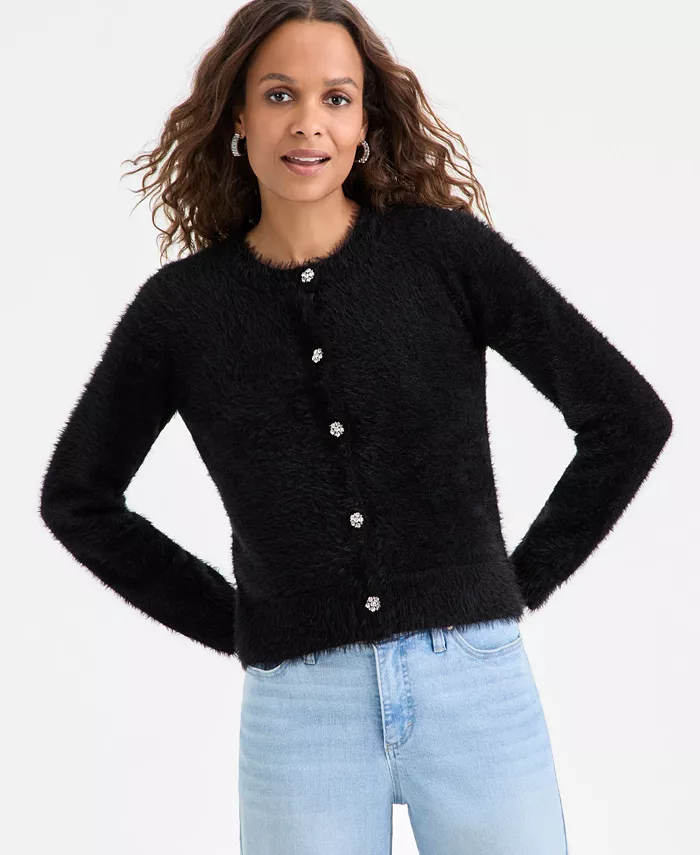 

Кардиган с мелкими стразами-пуговицами I.N.C. International Concepts, черный