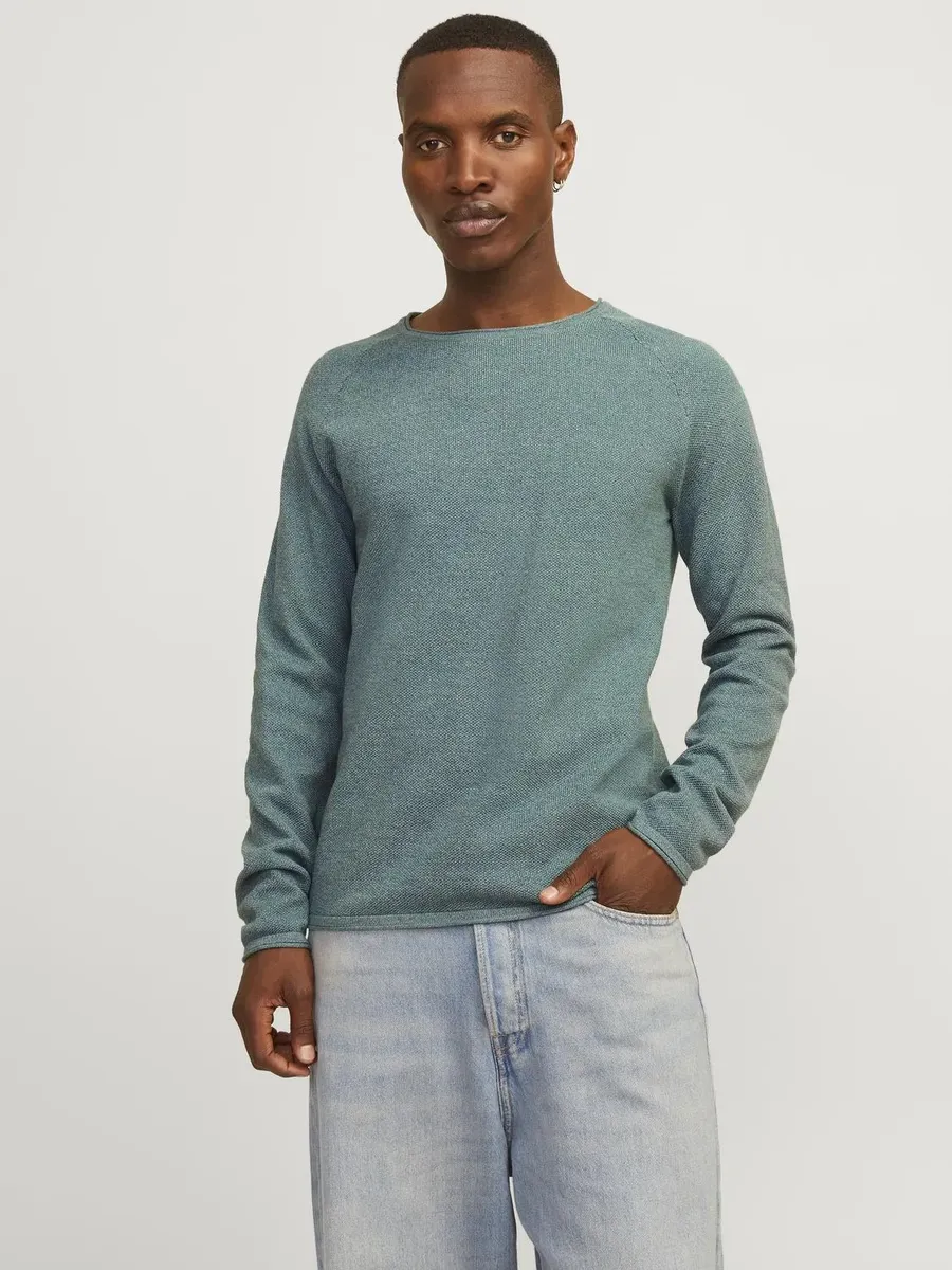 

Свитер с круглым вырезом Jack & Jones "JJEHILL KNIT CREW NECK NOOS", цвет Goblin Blue Detail:Twist