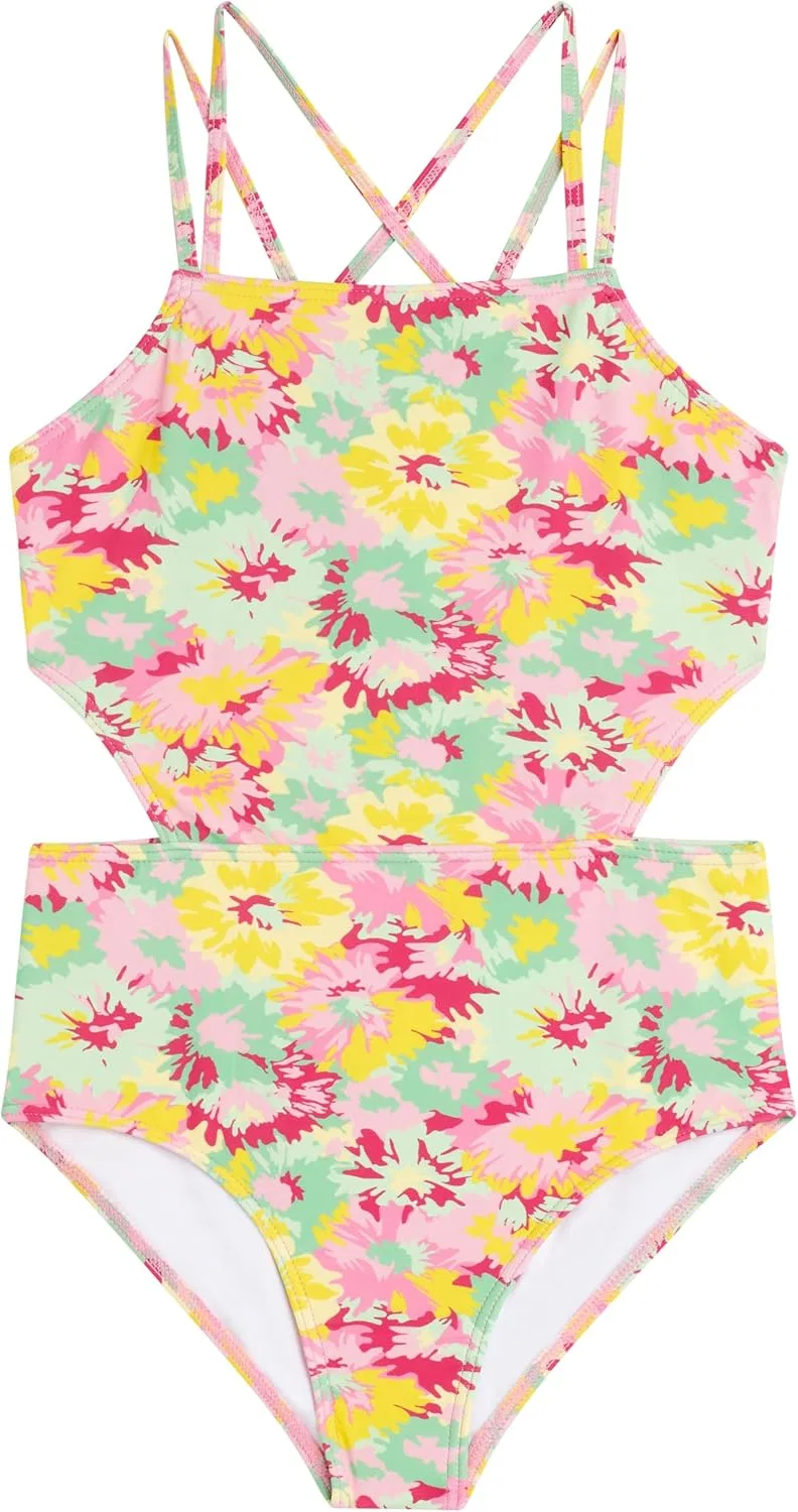 Слитный купальник Kanu Surf Girls' Beach Girl Sport с вырезами, River Green
