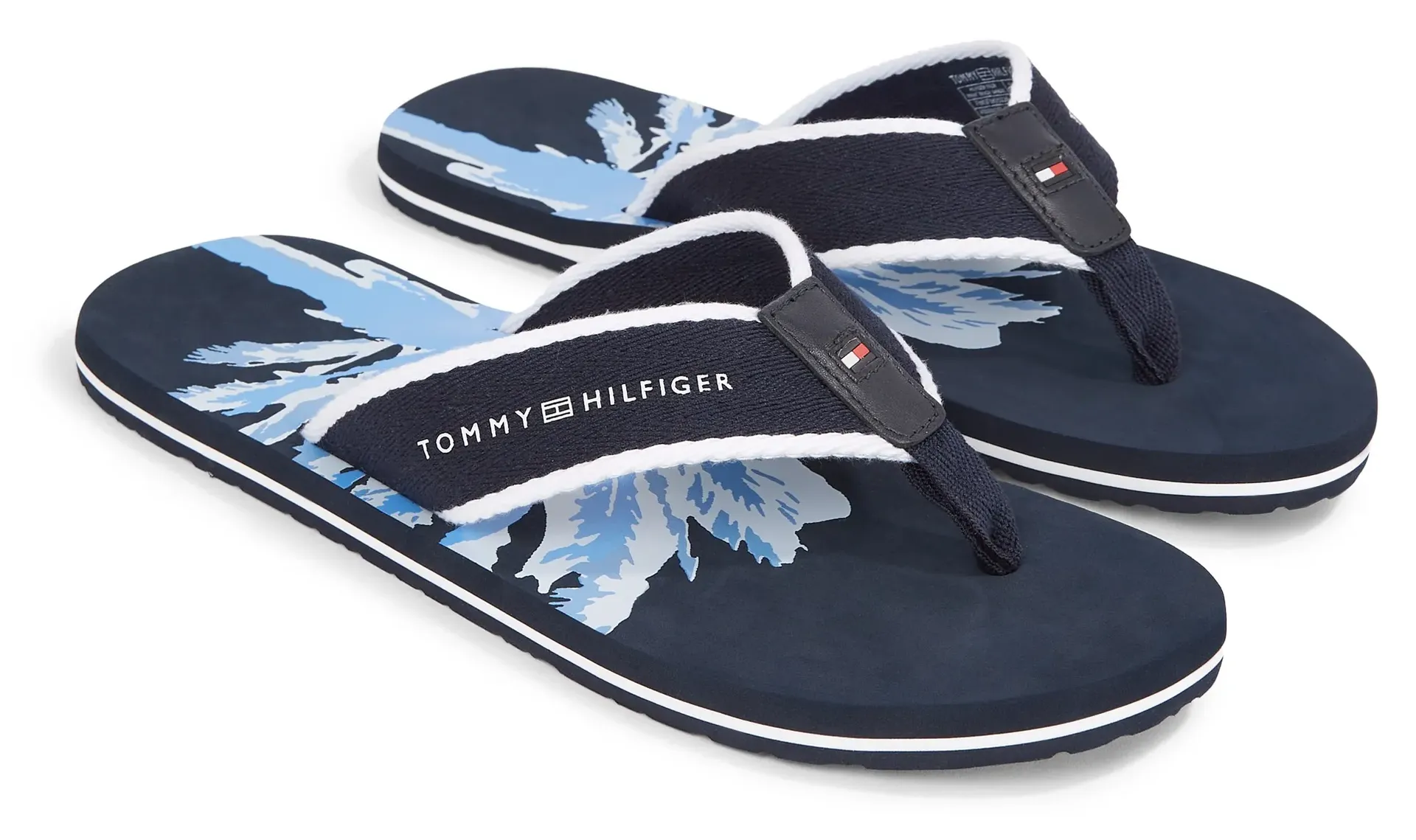 

Шлепанцы Tommy Hilfiger "HILFIGER PALM PRINT BEACH SANDAL", летняя обувь, тапочки, горки для бассейна, обувь для купания, для ванной и пляжа, синий