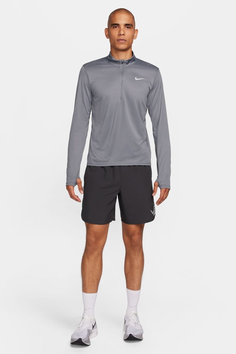 Беговая футболка Dri Fit Pacer с половинной молнией Nike, серый — фото 4