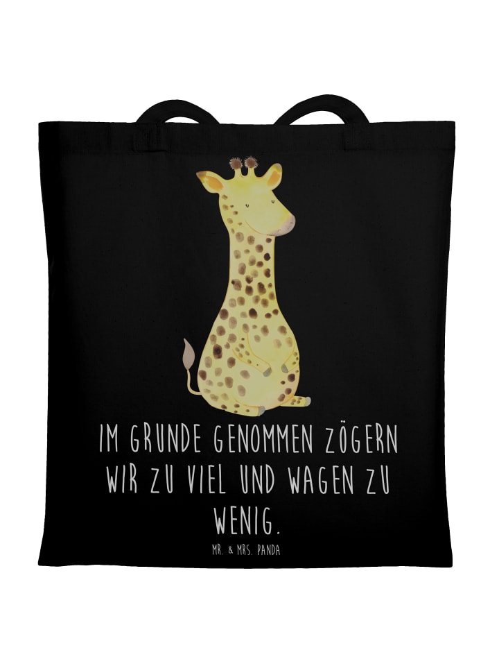 

Сумка-тоут Жираф, довольный фразами в черном Mr. & Mrs. Panda