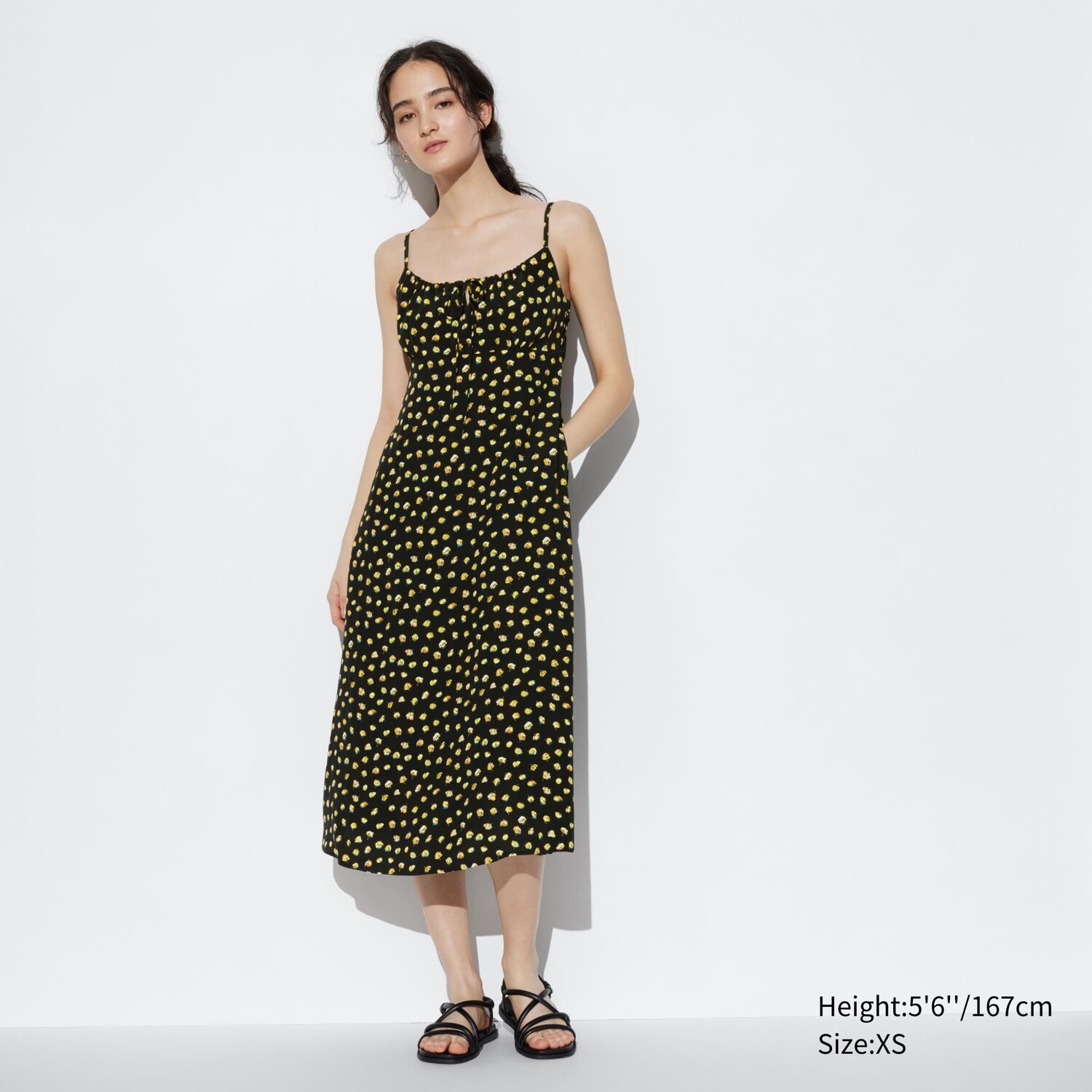 

Платье-бретелька с принтом UNIQLO, черный