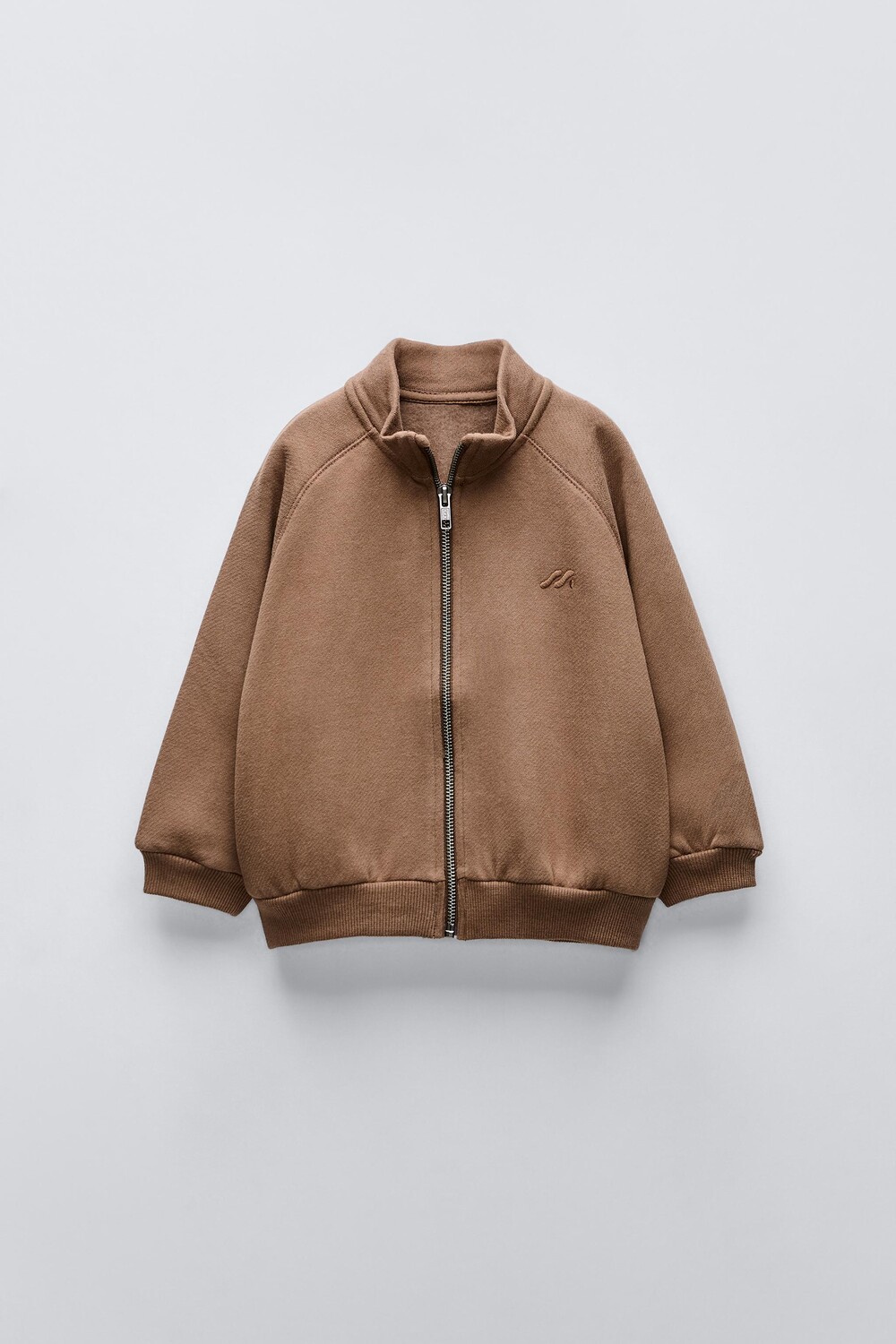 

Толстовка с вышивкой и молнией ZARA, цвет chocolate