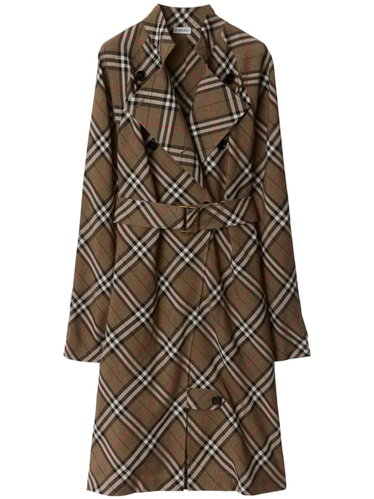 

Burberry платье-тренч в клетку, коричневый