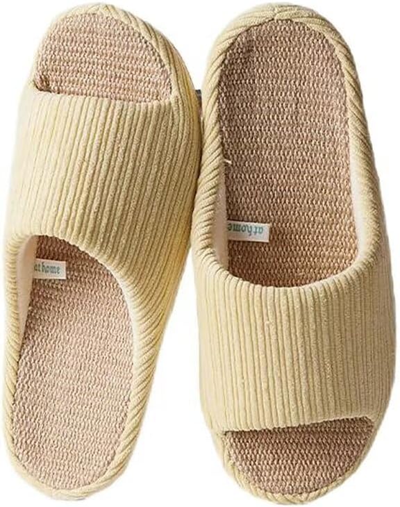 

Мужские и женские льняные домашние тапочки с эффектом памяти, облако-теплые тапочки, вельветовые сандалии Fuhuaqi, желтый