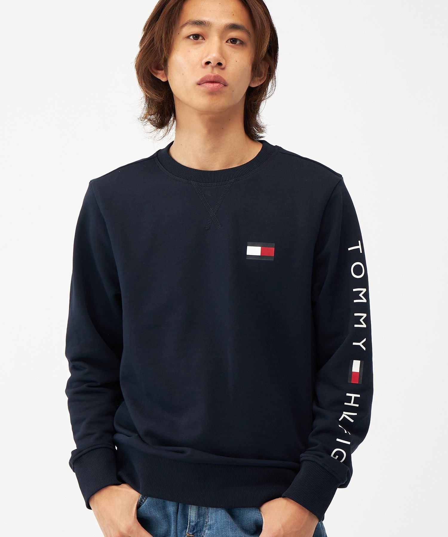 Толстовка с длинными рукавами из французской махровой ткани с логотипом TOMMY HILFIGER, Navy DW5 — фото 2
