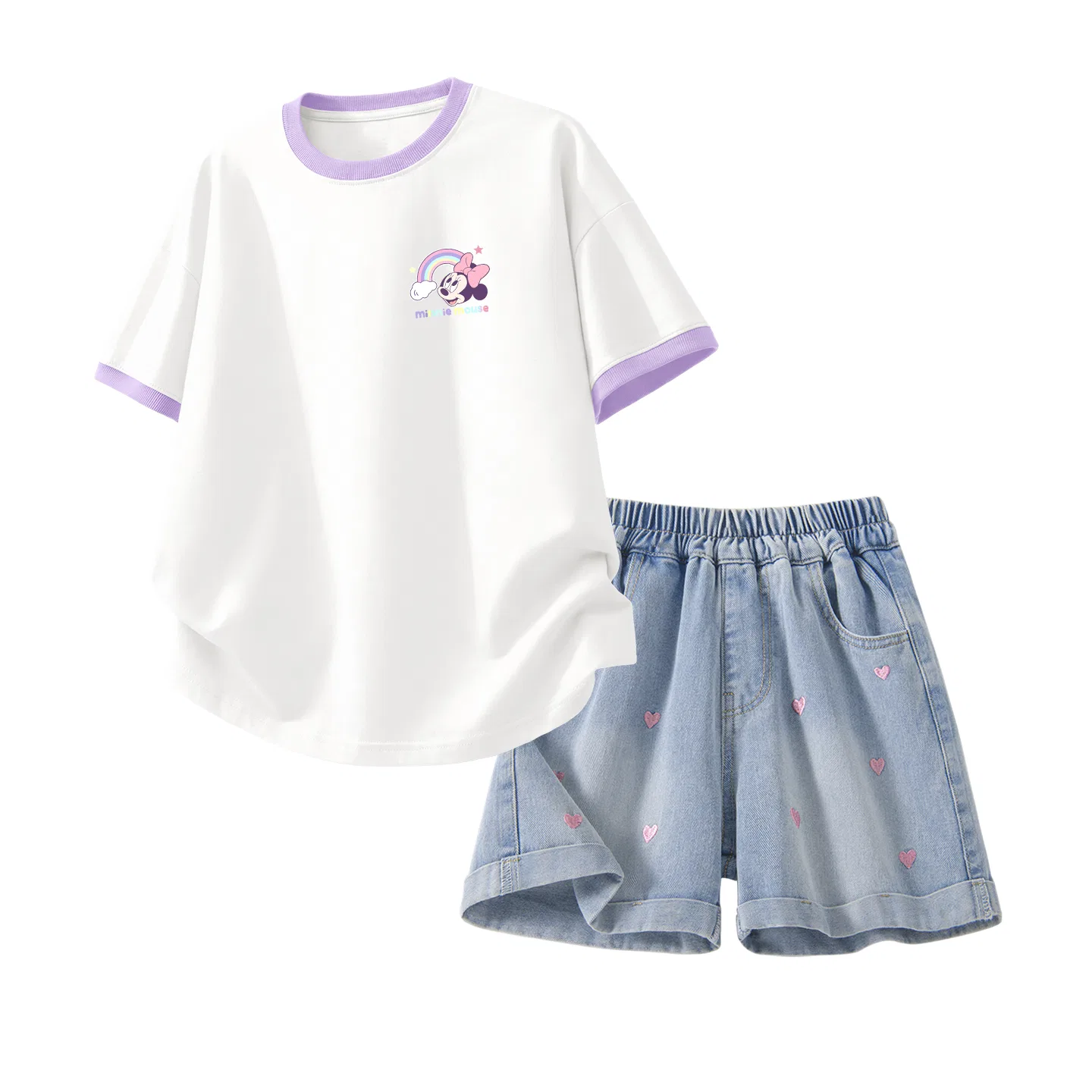Спортивный костюм из 2 предметов Disney, Dido K White Purple+Solid Color Denim Blue