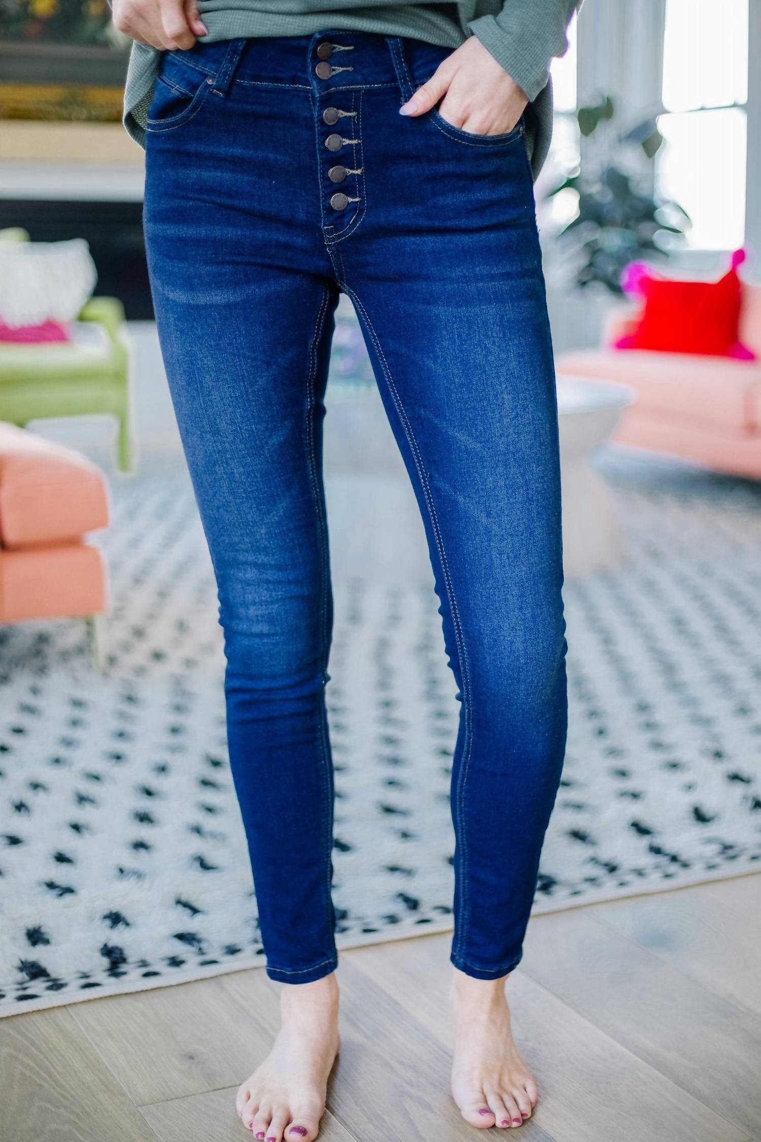 

Джинсы с пуговицами на молнии в темной стирке Wax Jean, Dark Wash