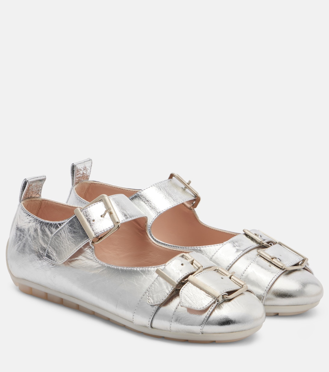 Кожаные балетки Buckle Ballerina Grip Simone Rocha, серебряный