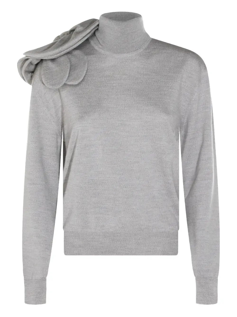 

Вязаное изделие с цветочной аппликацией и воротником-гольф Moschino, серый