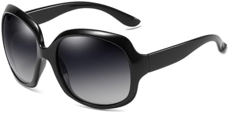 

Большие поляризованные солнцезащитные очки для женщин, большие круглые солнцезащитные очки в винтажном стиле для активного отдыха, с защитой от бликов MTZJH, Black Grey