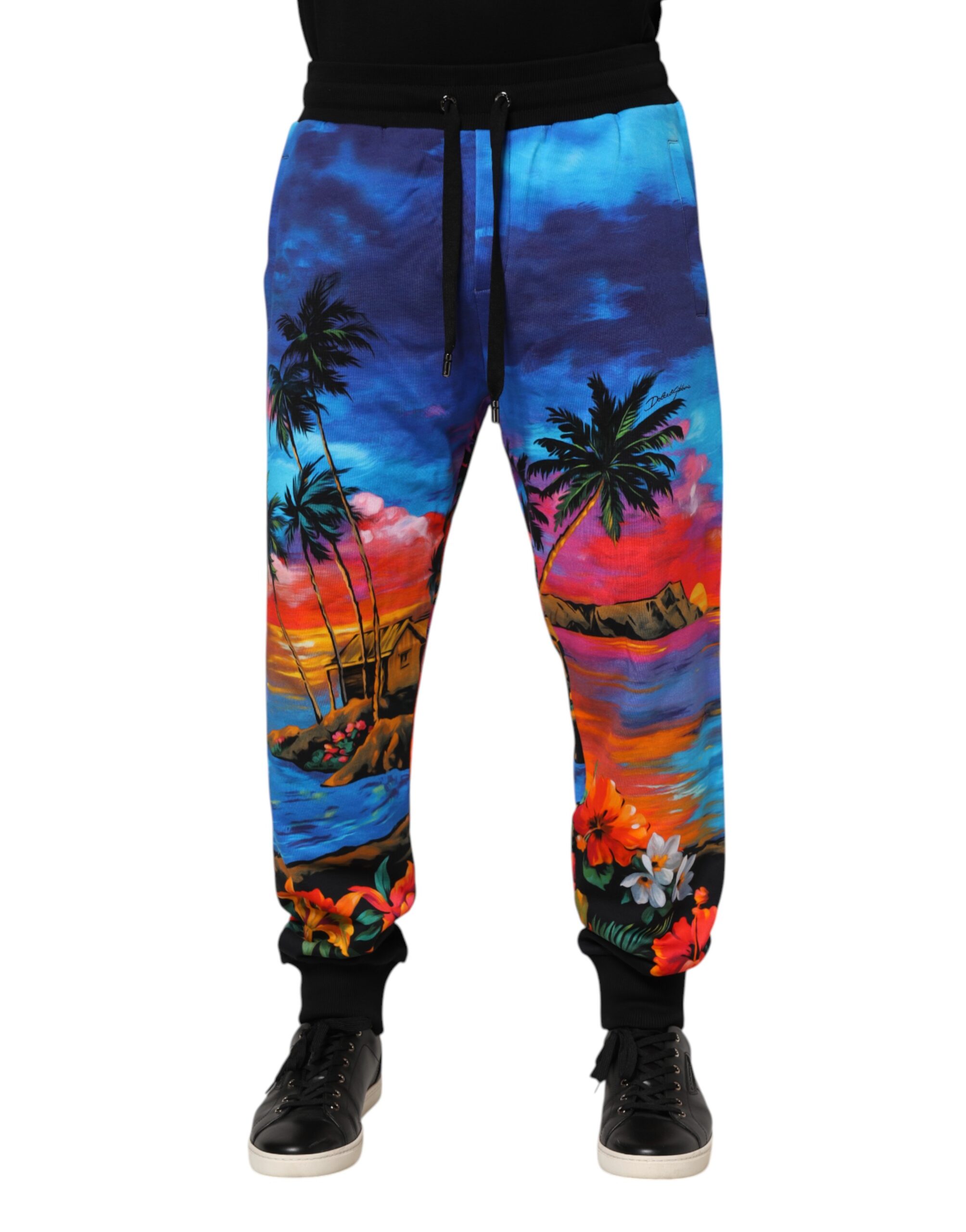 Синие гавайские принтованные спортивные штаны Jogger Dolce & Gabbana, синий