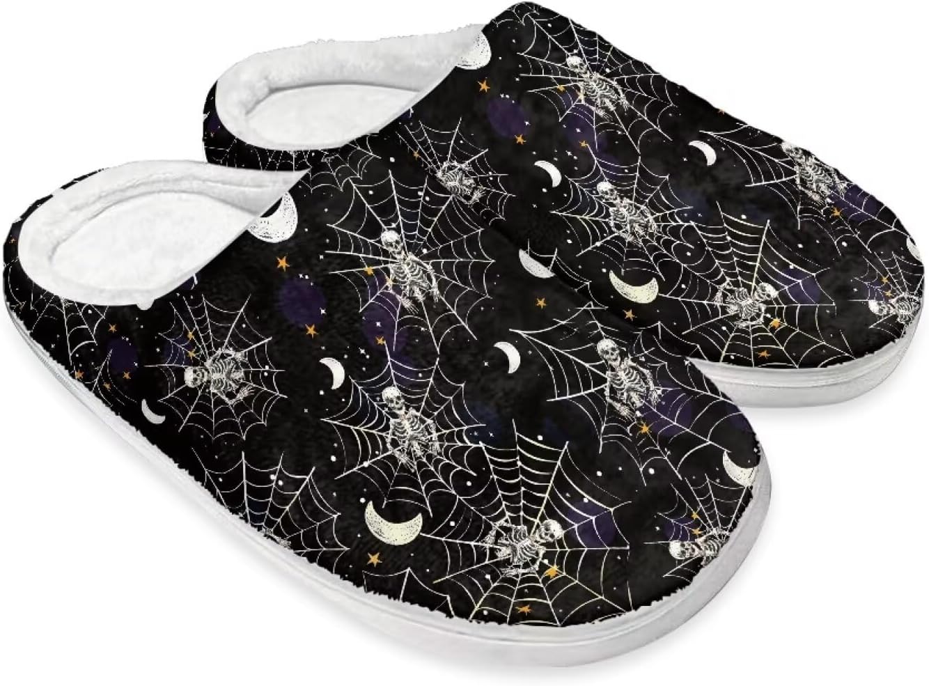 

Домашние тапочки на Хэллоуин из хлопка для женщин и мужчин, праздничные тапочки для дома, мягкие и теплые тапочки для спальни Buxolandt, Halloween Skull Spider Web