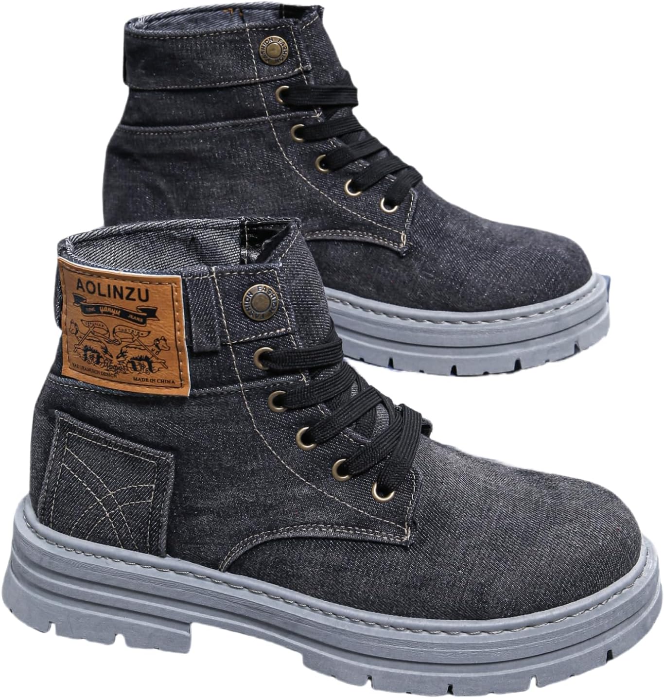 

Мужские новые повседневные джинсовые ботинки krviuoe 2025, Удобные и стильные ботинки для повседневной носки, черный