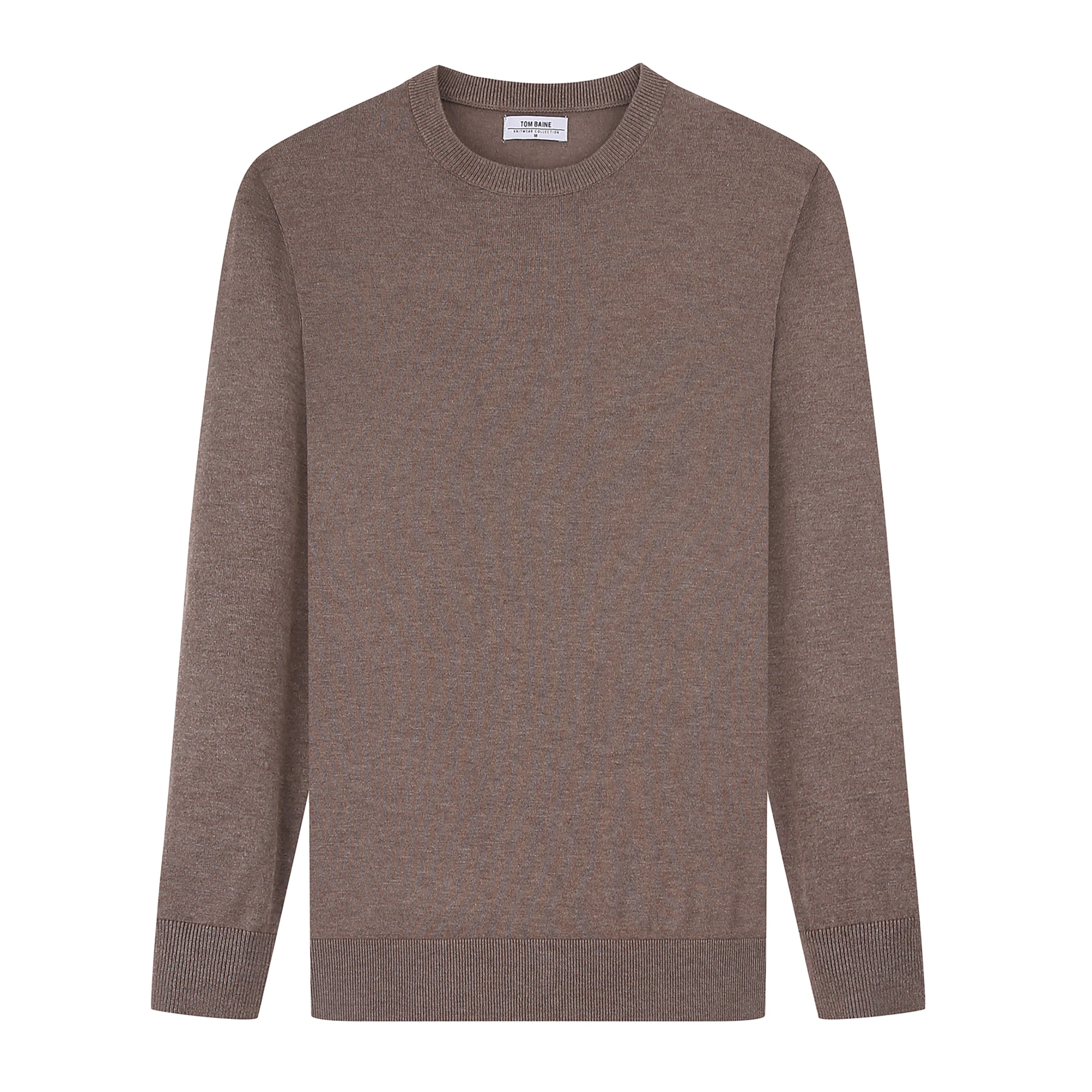 

Мужской свитер Tom Baine Cashmere Feel Slim Fit с круглым вырезом, коричневый